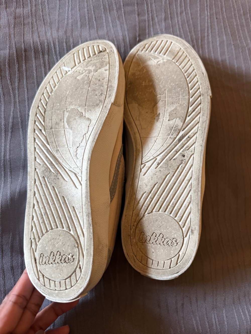 inkkas Beige Canvas Slip-On Loafers with 'BAD' ‘A**’ Graphic 8.5 - Picture 6 of 10